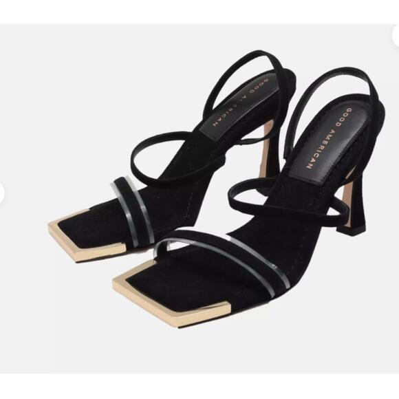 Women's Good American Sz 7.5  The Standout Square Toe Sandal GA022S-X Heels - Picture 1 of 6